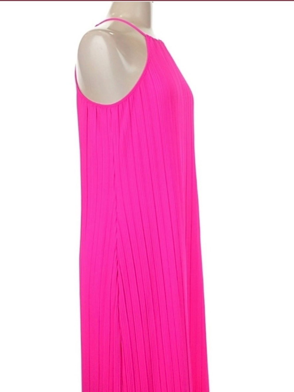 a new day Neon Hot Pink Pleated Midi Dress - Date night, vacation, night out. - Picture 2 of 7